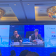 Wan Gang (L) in a round table discussion with executives from top carmakers around the world.
